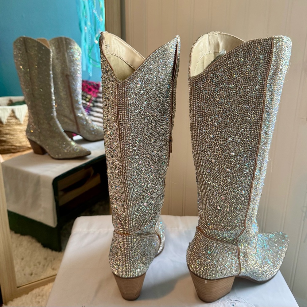 ✨Rhinestone Cowgirl Boots – Size 10 – Worn Once on a Night to Remember✨ - Picture 3 of 8
